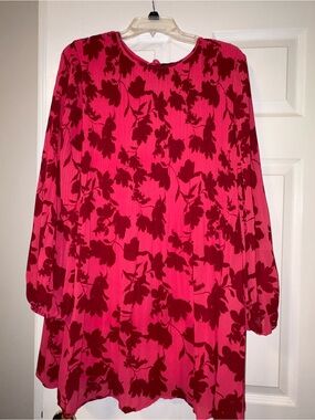 Women’s Pink Floral Long-Sleeve dress